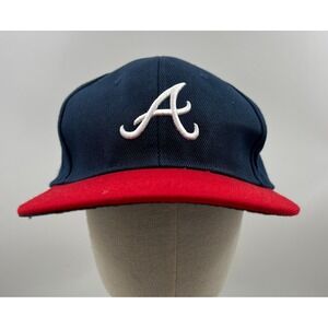 Atlanta Braves Baseball Cap Navy Blue Red Brim Embroidered A Snapback